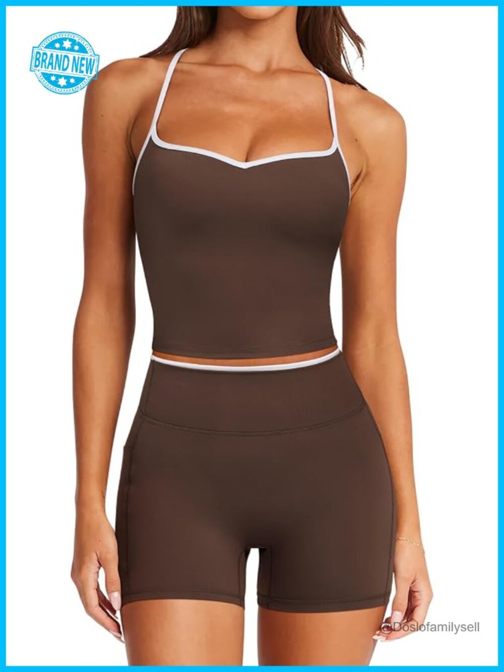 Color Block Workout Sets with Padded Strappy Tank Tops and Scrunch Booty Shorts